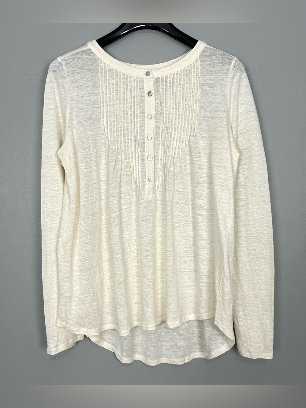 Sundance 100% Linen Knit Tunic Top Women’s Size M Pleated Peasant Lightweight